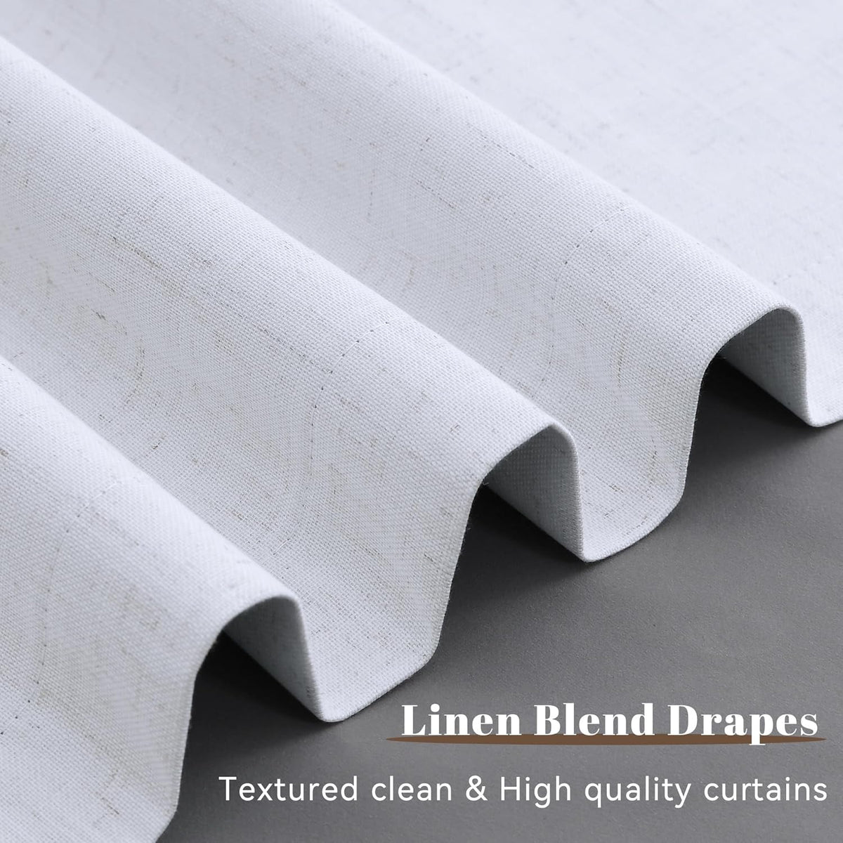 Guken Beige White Linen 100% Blackout Curtains for Bedroom 72 Inch 2 Panels Set Back Tab Thermal Insulated Black Out Sound Proof Light Bloc…
