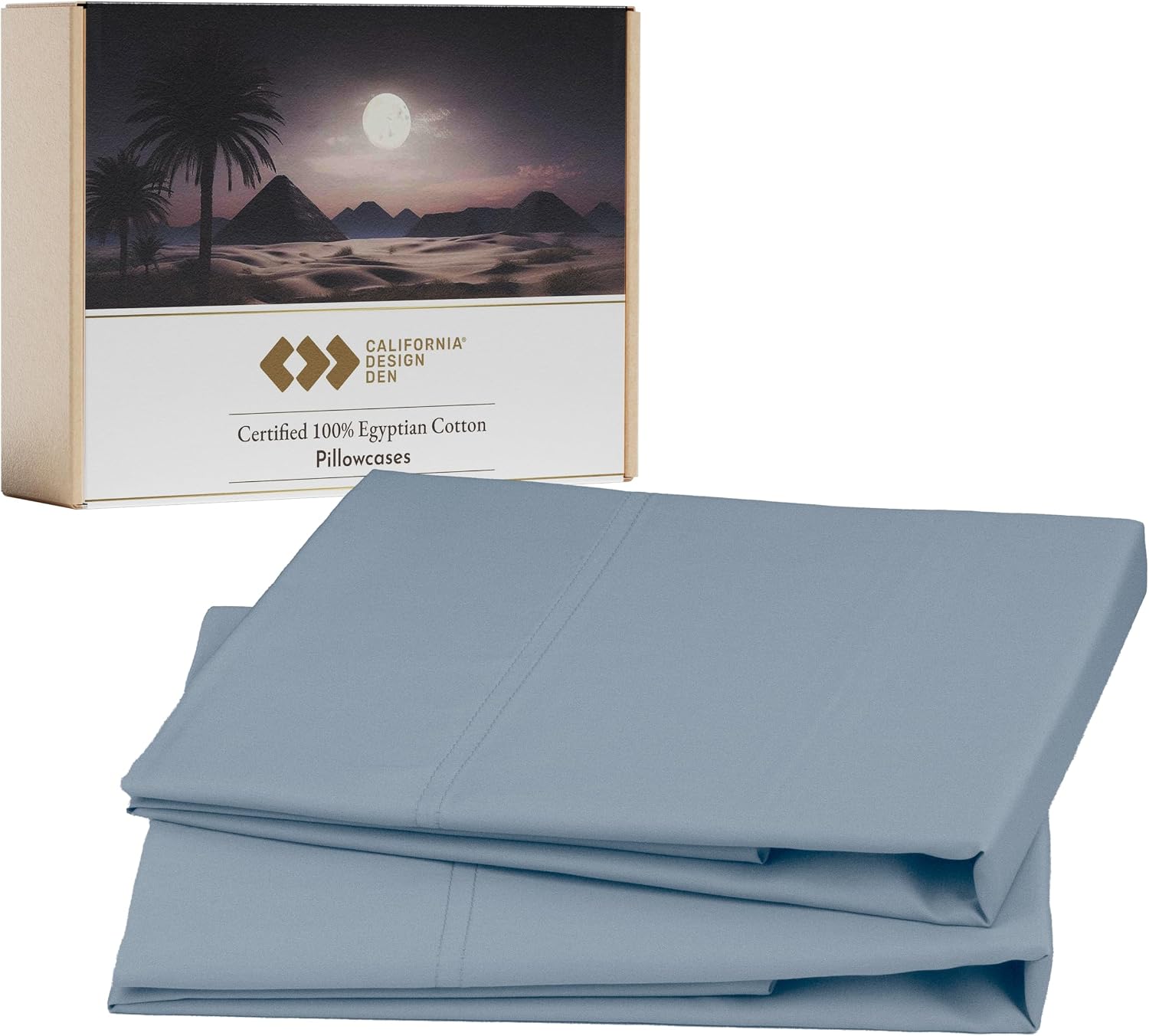 CaliforniaDesignDen 100% Egyptian Cotton Pillowcase King Set of 2, Hotel Quality Pillow Cases, Sateen Weave, Soft and Breathable King Size…