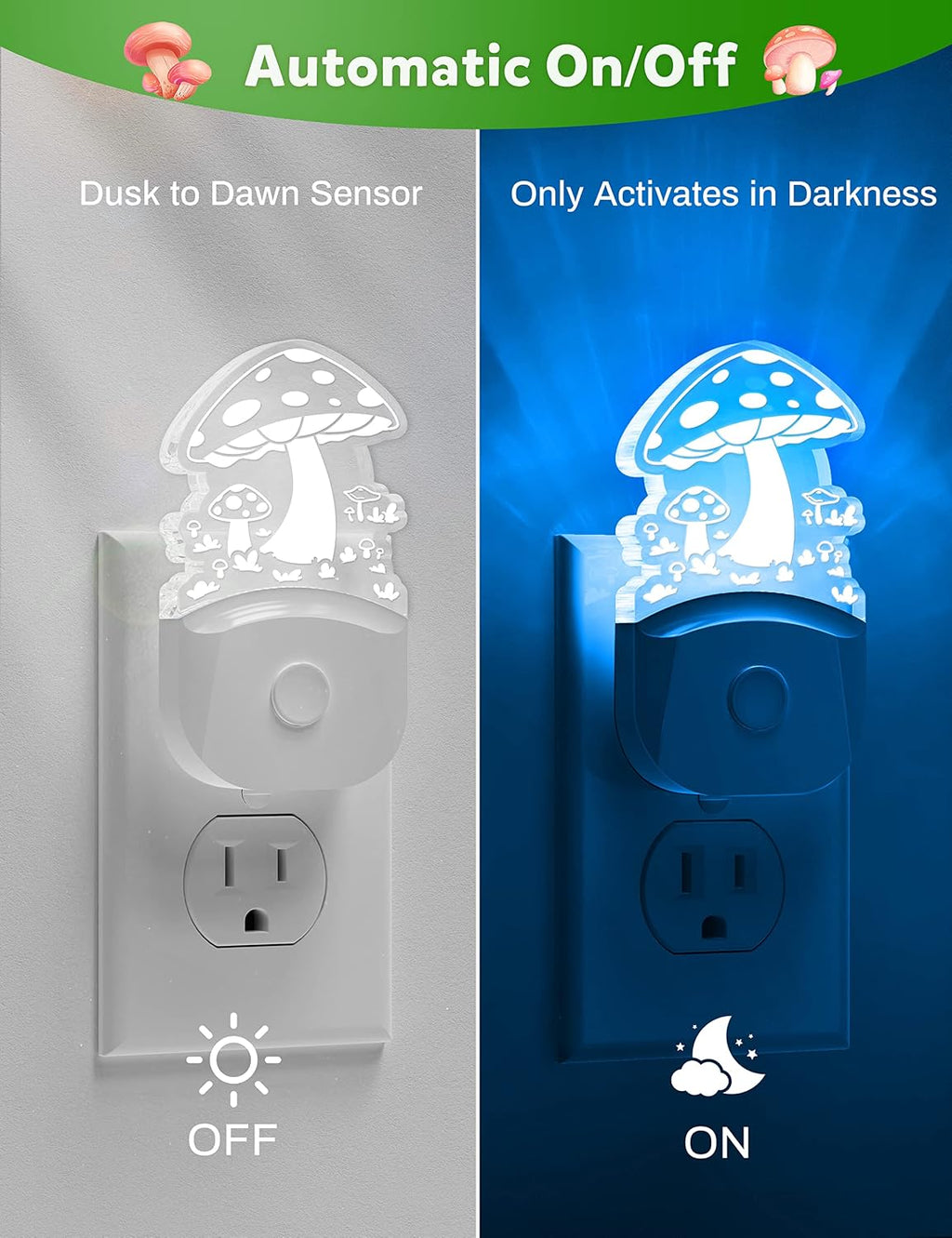 Mushroom Night Light [2 Pack], Plug in Lamp, 8 Color Changing LED Night Lights for Adults Kids Baby Children NightLight Wall Mushroom…