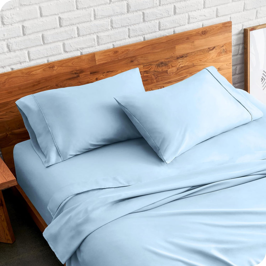 BareHome Bare Home Microfiber Pillow Cases - Standard/Queen Size Set of 2 - Cooling Pillowcases - Double Brushed - Light Blue Pillowcases 2…