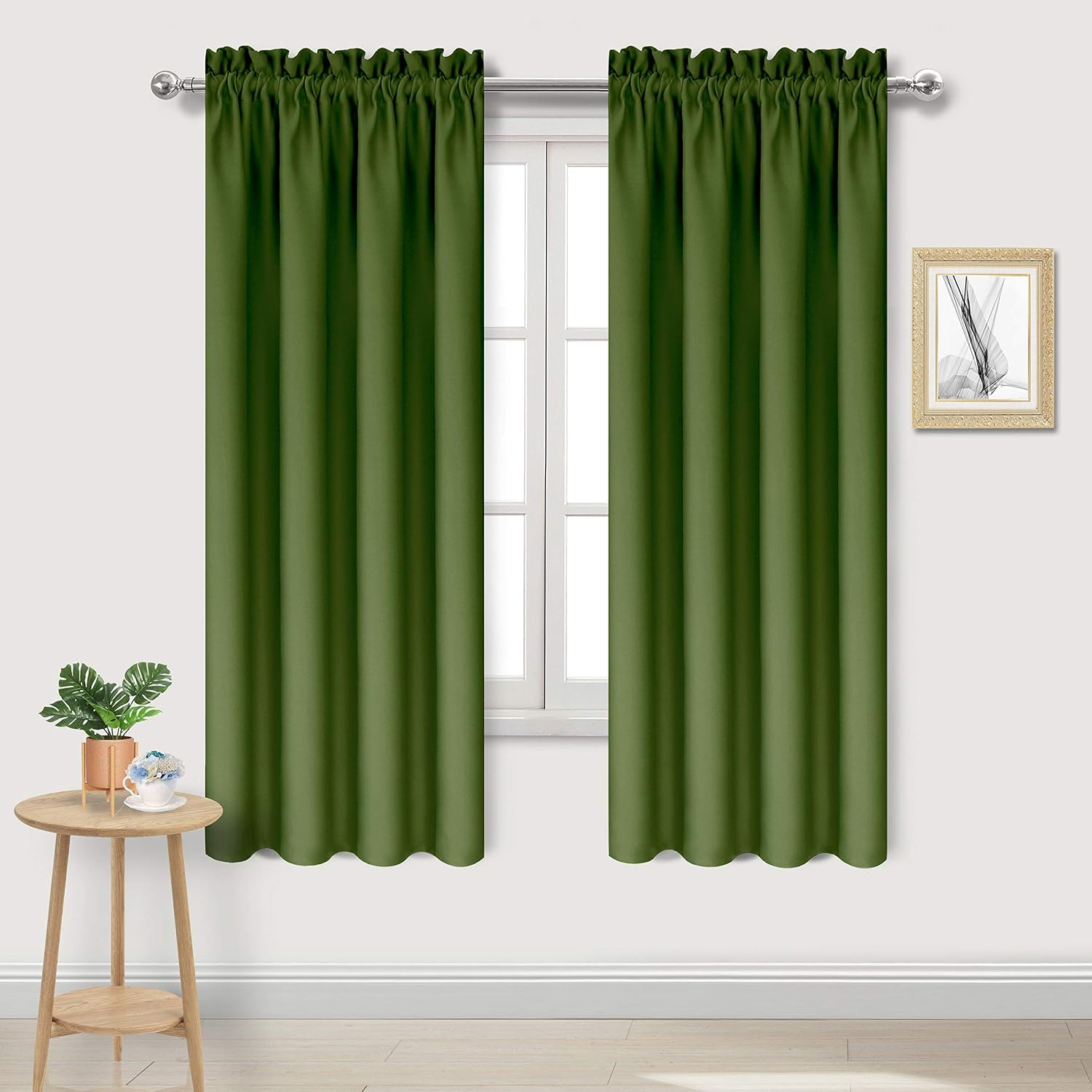 Dwcn Olive Green Room Darkening Blackout Curtains - Thermal Insulated Privacy Energy Saving Window Curtain Drapes 38 x 72 inch Length, Set…