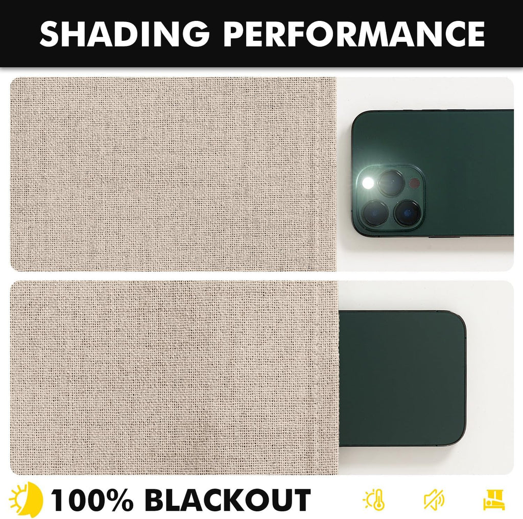 Miulee 100% Blackout Linen Curtains for Bedroom, Natural Solid Luxury Decor Thermal Insulation Room Darkening Drapes for Living Room Nurser…