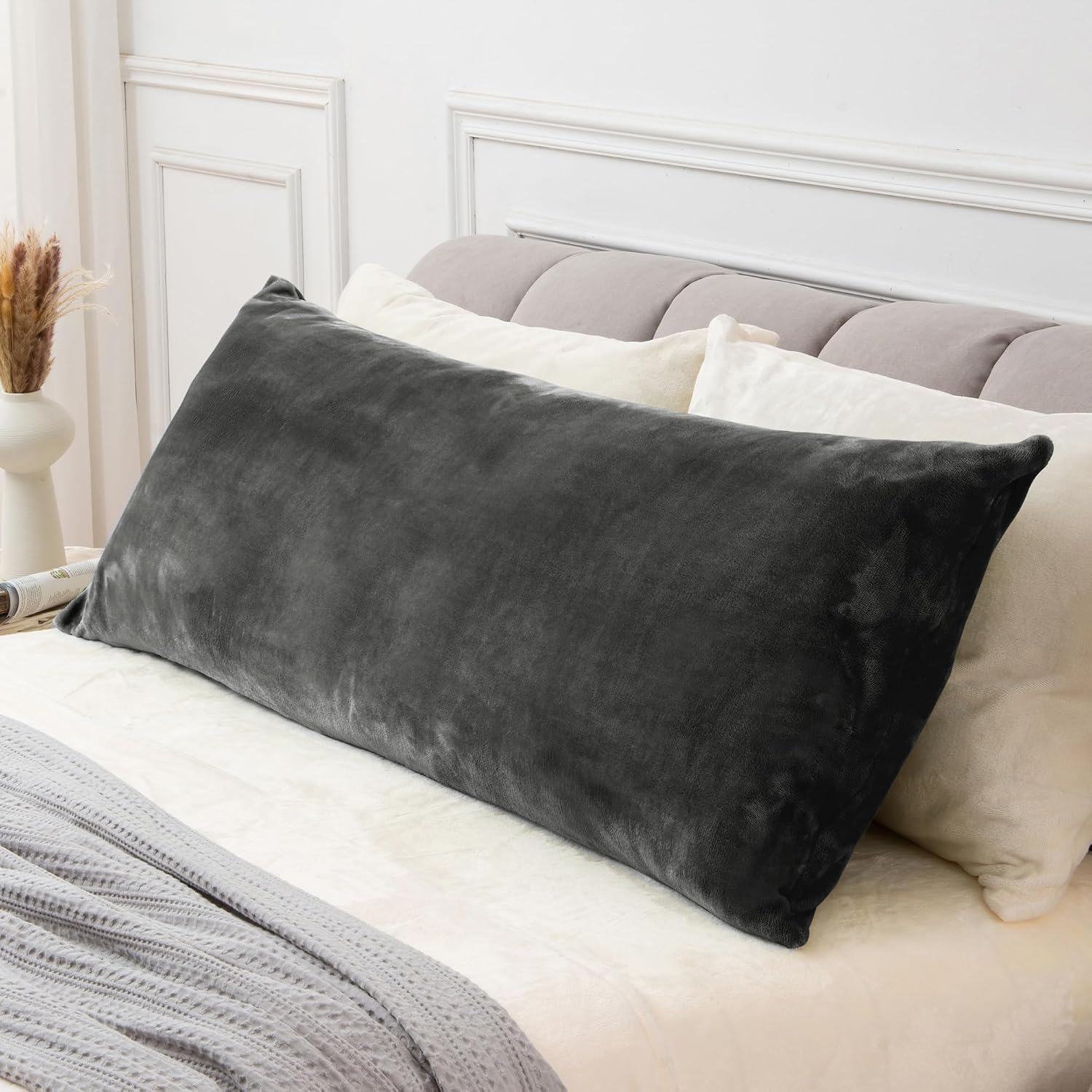 Bedelite Body Pillow Cover with Zipper Closure, Super Soft and Cozy Fuzzy Fleece Pillowcase 20 x 54 Inches, Luxury Fluffy Plush Long Body P…