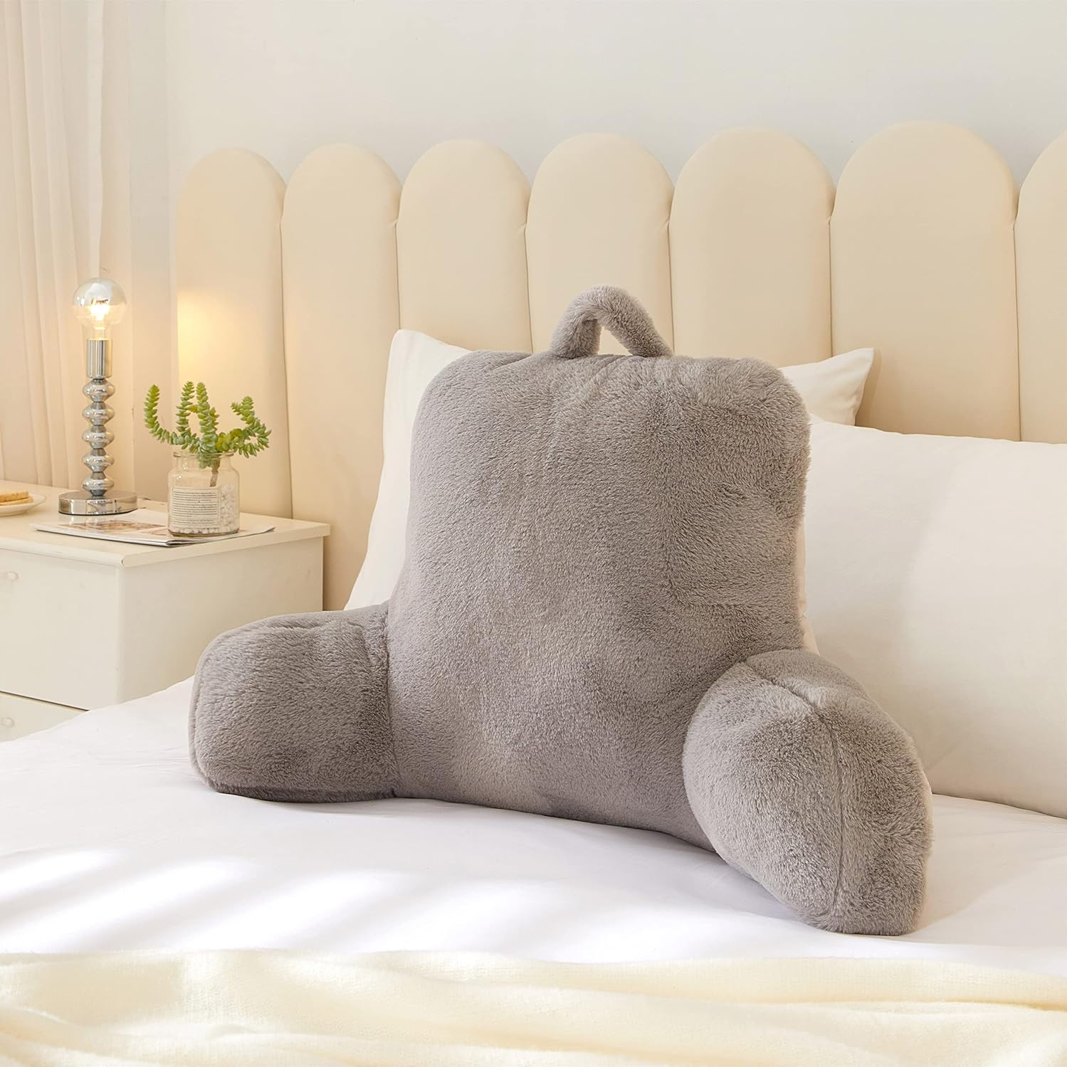 Urban Lifestyle Rabbit Faux Fur Backrest Pillow, Grey