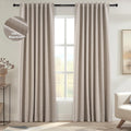 Topfinel 90 Inch Long Blackout Curtains for Sliding Glass Door, Tweed Light and Draft Blocking Drapes for Living Room Traverse Ring Top Hea…