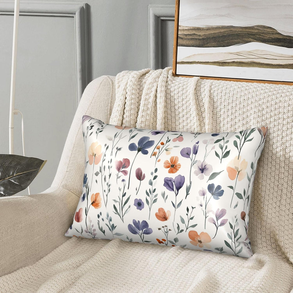Satin Pillowcase for Hair and Skin Watercolor Floral Green Leaves Super Soft and Cooling Similar to Silk Pillow Case 1 Pack with Hidden…