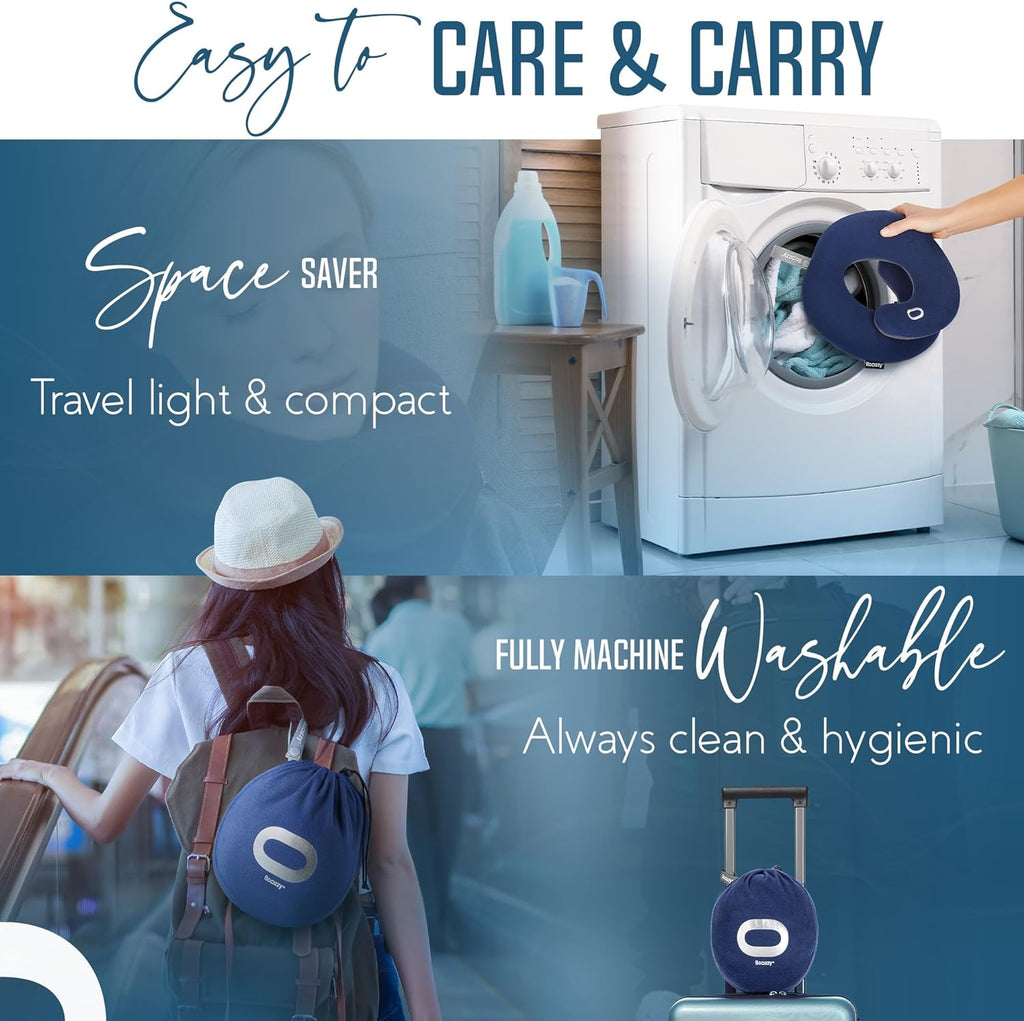 BCOZZY Travel Neck Pillow for Airplane – Patented Double Support for Head, Neck, and Chin. Best for Long Flights, Plane Sleeping & Car…