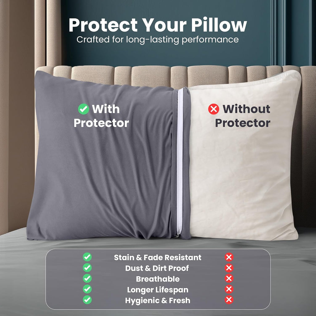 Utopiabedding Utopia Bedding King Pillow Protectors - Pack of 2 - Zipper Closure - Soft Brushed Microfiber Fabric - Shrinkage and Fade Resi…