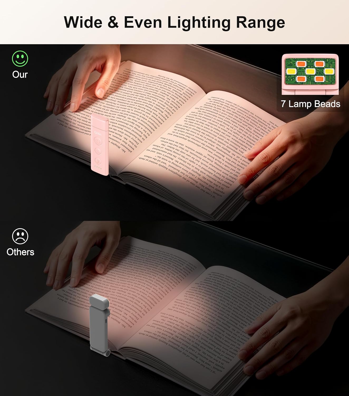 Gritin Book Light Rechargeable, Eye Caring 3-Color & 5-Brightness Clip on LED Reading Light for Books in Bed- Stepless Dimming, Long…