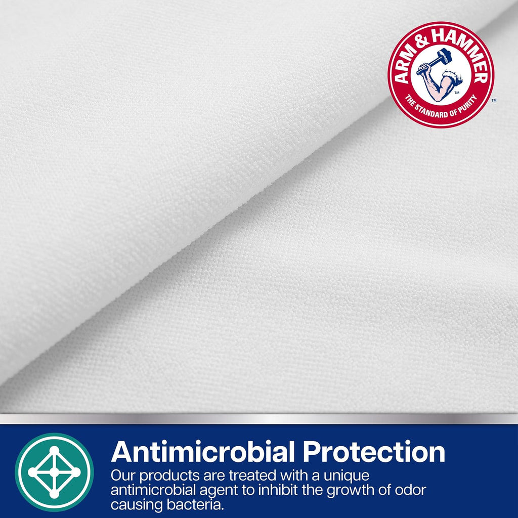 Armhammer Arm & Hammer Soft Terry Pillow Protector, Waterproof, Zipper Closure, 20" x 54", White, Body Pillow White