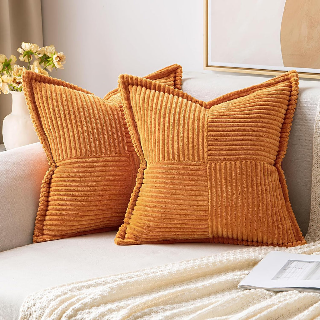 MIULEE Burnt Orange Decorative Throw Pillow Covers for Couch Bed Livingroom 16x16 Inch Set of 2 Boho Accent Throw Pllows Broadside…