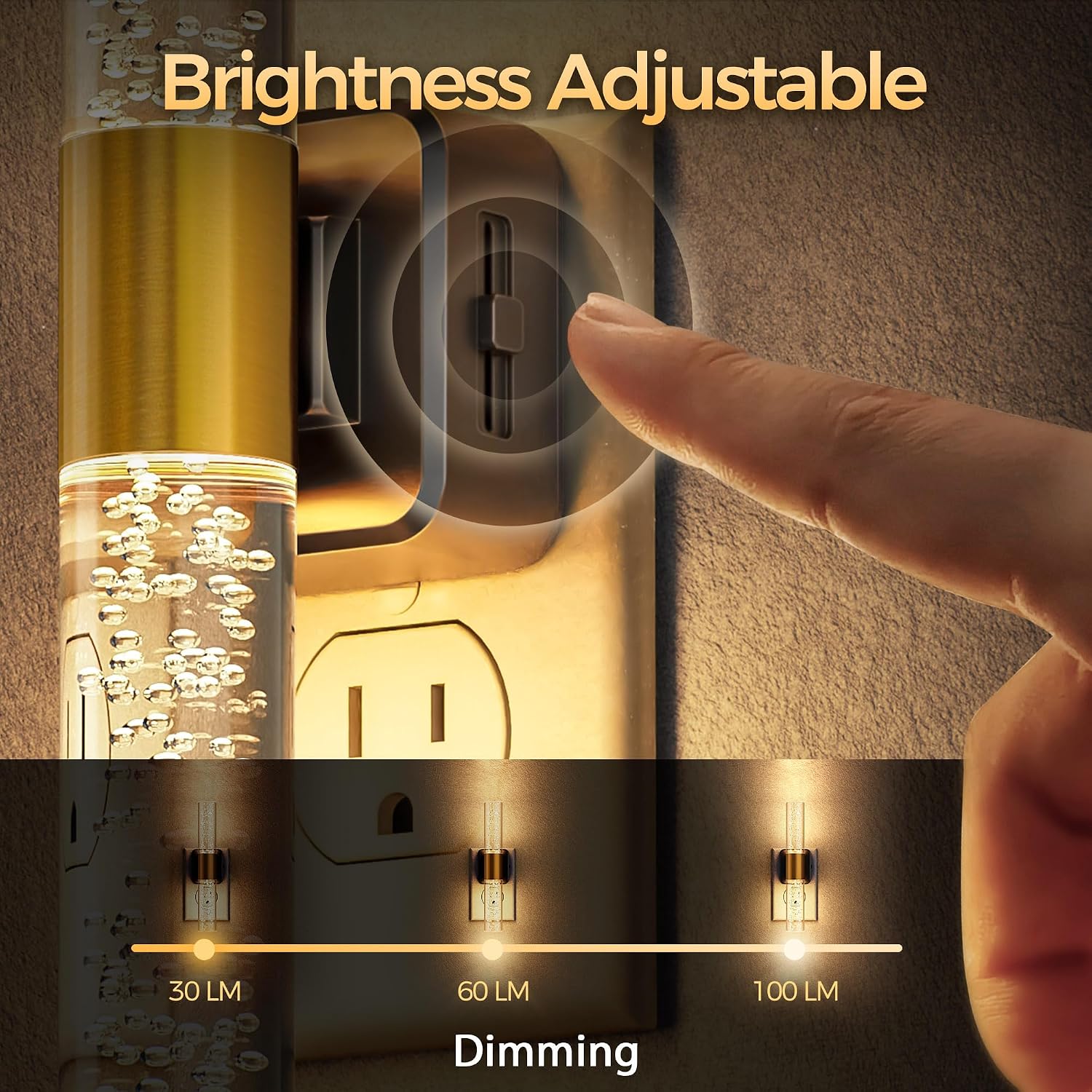 DORESshop LED Night Light, Rotating Night Lights Plug into Wall, Auto Light Sensor Nightlight Dimmable, 3000K Soft Light, LED Acrylic…