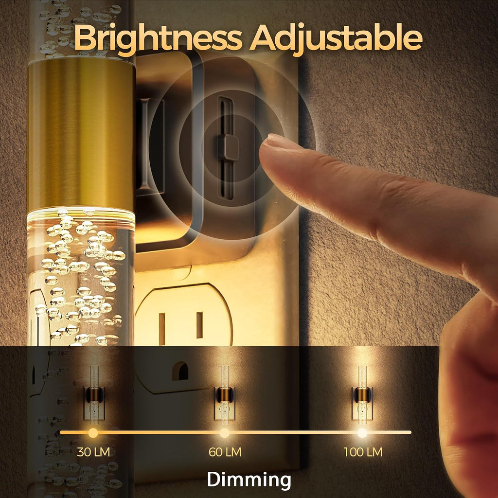 DORESshop LED Night Light, Rotating Night Lights Plug into Wall, Auto Light Sensor Nightlight Dimmable, 3000K Soft Light, LED Acrylic…