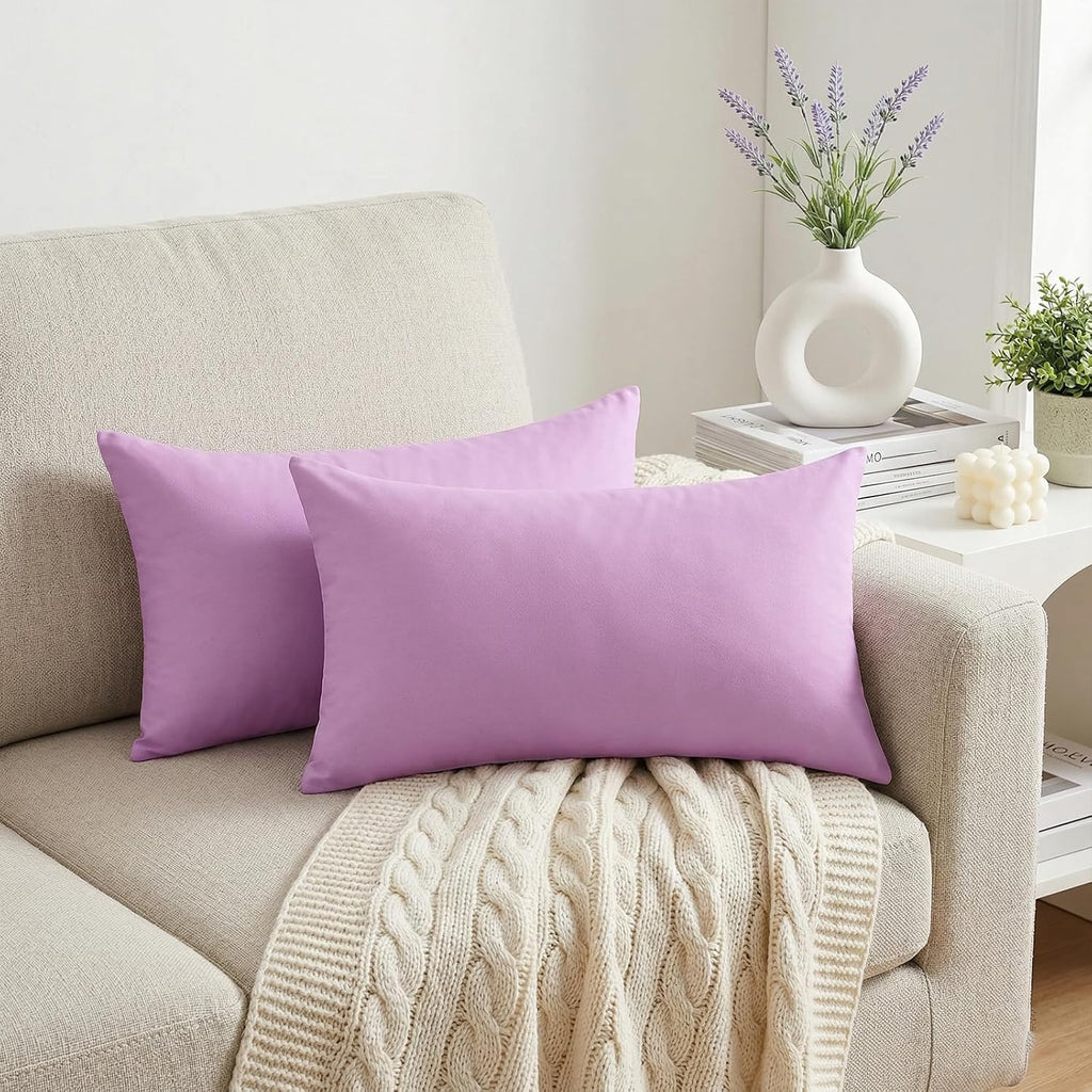 Thmyo 4-Pack 100% Cotton Lumbar Comfortable Solid Decorative Throw Pillow Case Rectangle Cushion Cover Pillowcase Sublimation DIY Throw Pil…