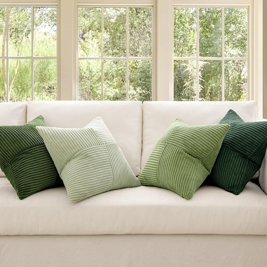 Miulee Spring Green Decorative Throw Pillow Covers 24x24 Inch Set of 4 Boho Farmhouse Cushion Covers Mordern Nordic Pillow Cases Soft Cordu…