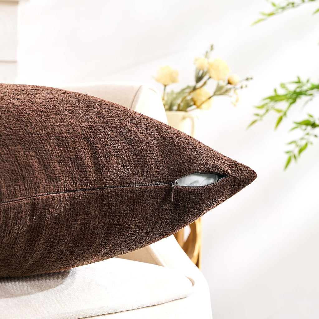 Gawamay Set of 2 Soft Textured Chenille Throw Pillow Covers 20x20 Inch (50x50 CM), Decorative Pillowcases Cushion Covers for Farmhouse Home…