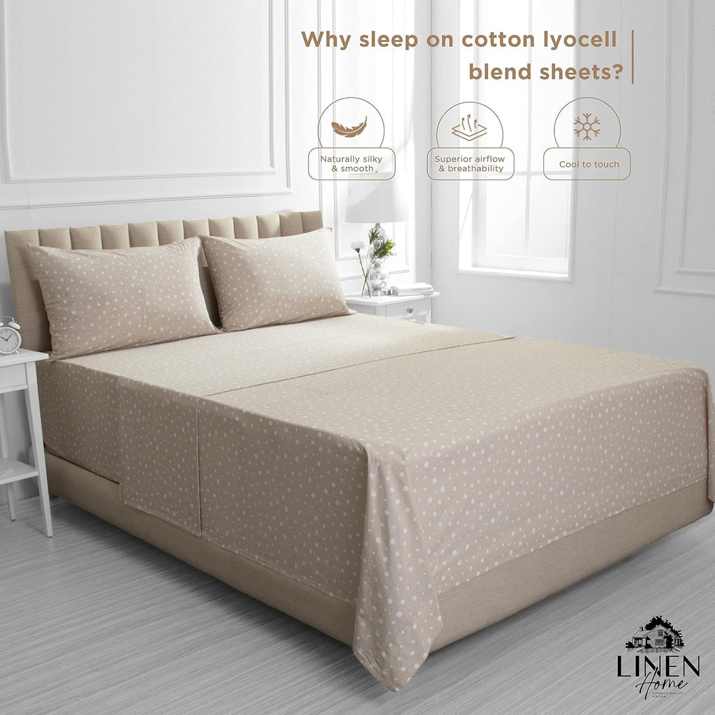 Linen Home Cotton Lyocell Blend Percale Sheet Set Full Size - 4 Piece Deep Pocket Bedding, Pre-Washed & Shrunk, Crisp Cooling Fabric…