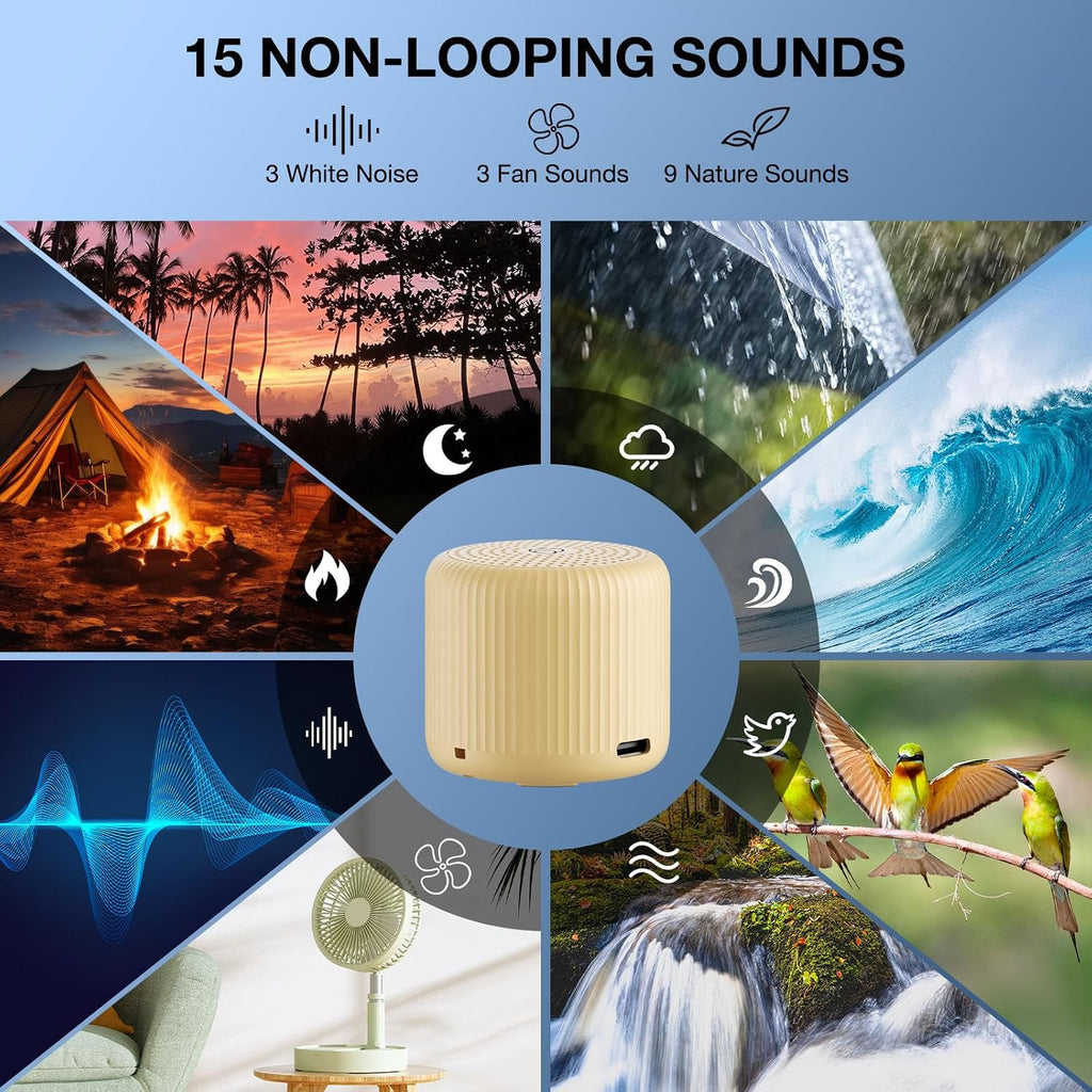 White Noise Machine Baby Portable Sound Machine, LEICEX Travel Sound Machine,15 Non-Looping Sound Timer and Memory Play, Mini White Noise…