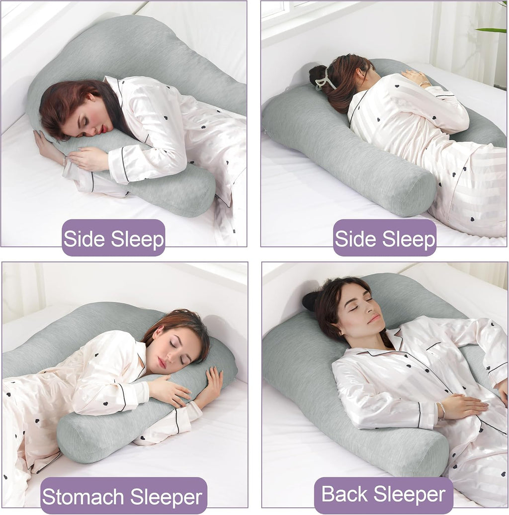 Hombys Cooling U Shaped Pillow for Neck, Contour Shoulder Pillow for Side Sleepers, Ergonomic Body Pillows for Adults, Hug Pillow with Wash…