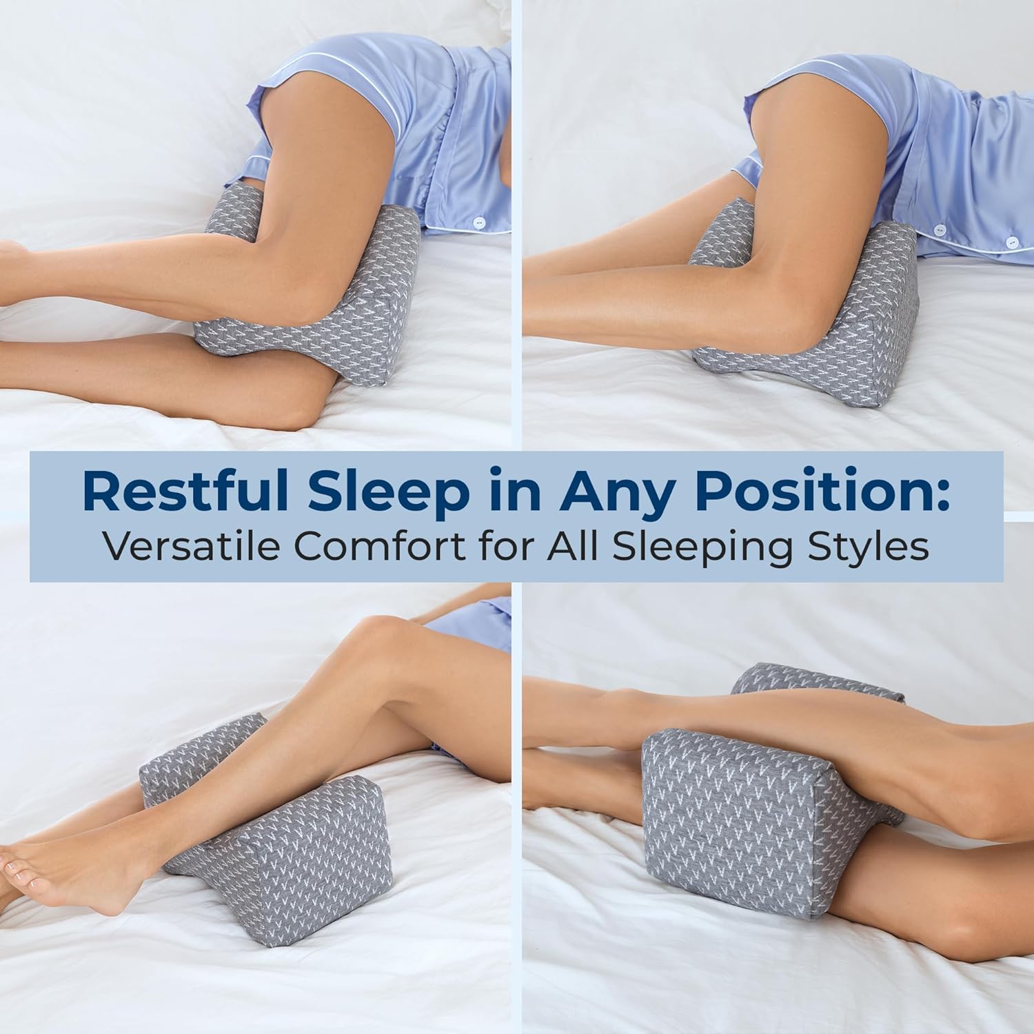 5Starsunited 5 STARS UNITED Large Knee Pillow for Side Sleepers - Hip, Memory Foam Leg Cushion for Side Sleeping - Between Legs Pillow for…