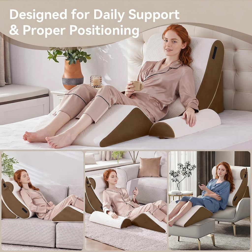 Yosdur 5PCS Wedge Pillow Set for After Surgery, Bed Orthopedic Pillow for Sleeping, Memory Foam Back Pillow for and Acid Reflux, Adju…