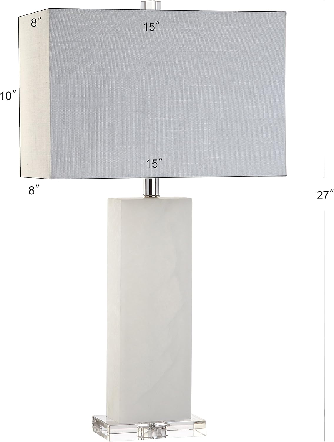JONATHAN Y 27" White Alabaster Rectangular Table Lamp Contemporary Modern Bedside Nightstand Lamp for Living Room Bedroom with White…