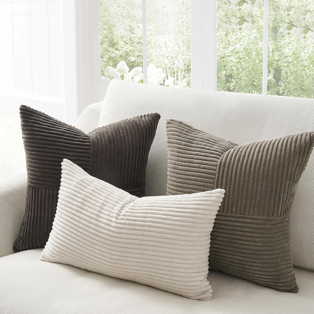 Topfinel 20×20 Pillow Covers Set of 4, Boho Large Neutral Throw Pillow Covers with Corduroy, Soft Accent Pillowcases for Couch, Bed, Living Roo…