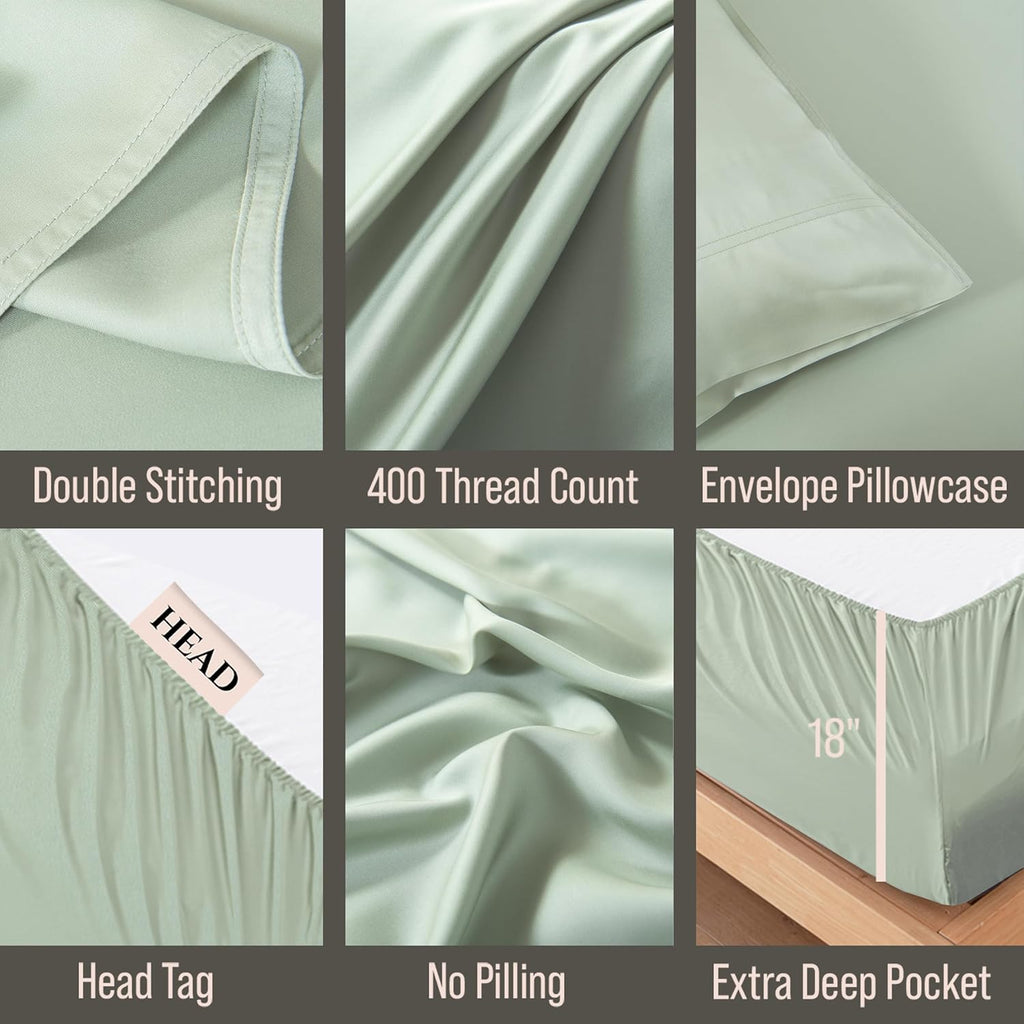 Bella Coterie Luxury Bamboo Viscose Queen Size Sheet Set | 100% Organically Grown | Ultra Soft | Cooling for Hot Sleepers | 18" Deep…