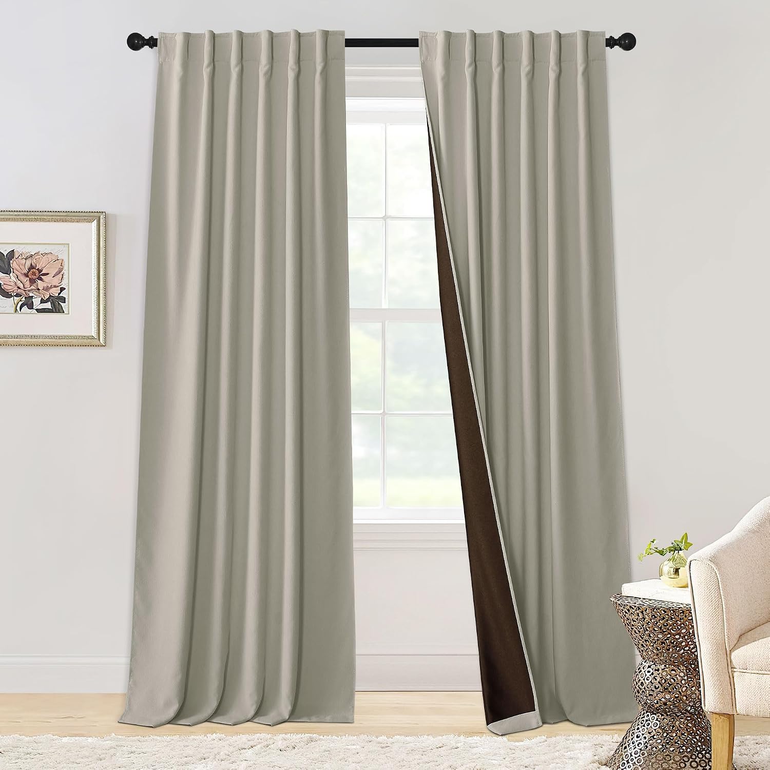 Nicetown Chenille Velvet Curtains 96 inches Length 2 Panels - Luxury Room Darkening Curtains for Bedroom Living Room Thermal Insulated Rod…