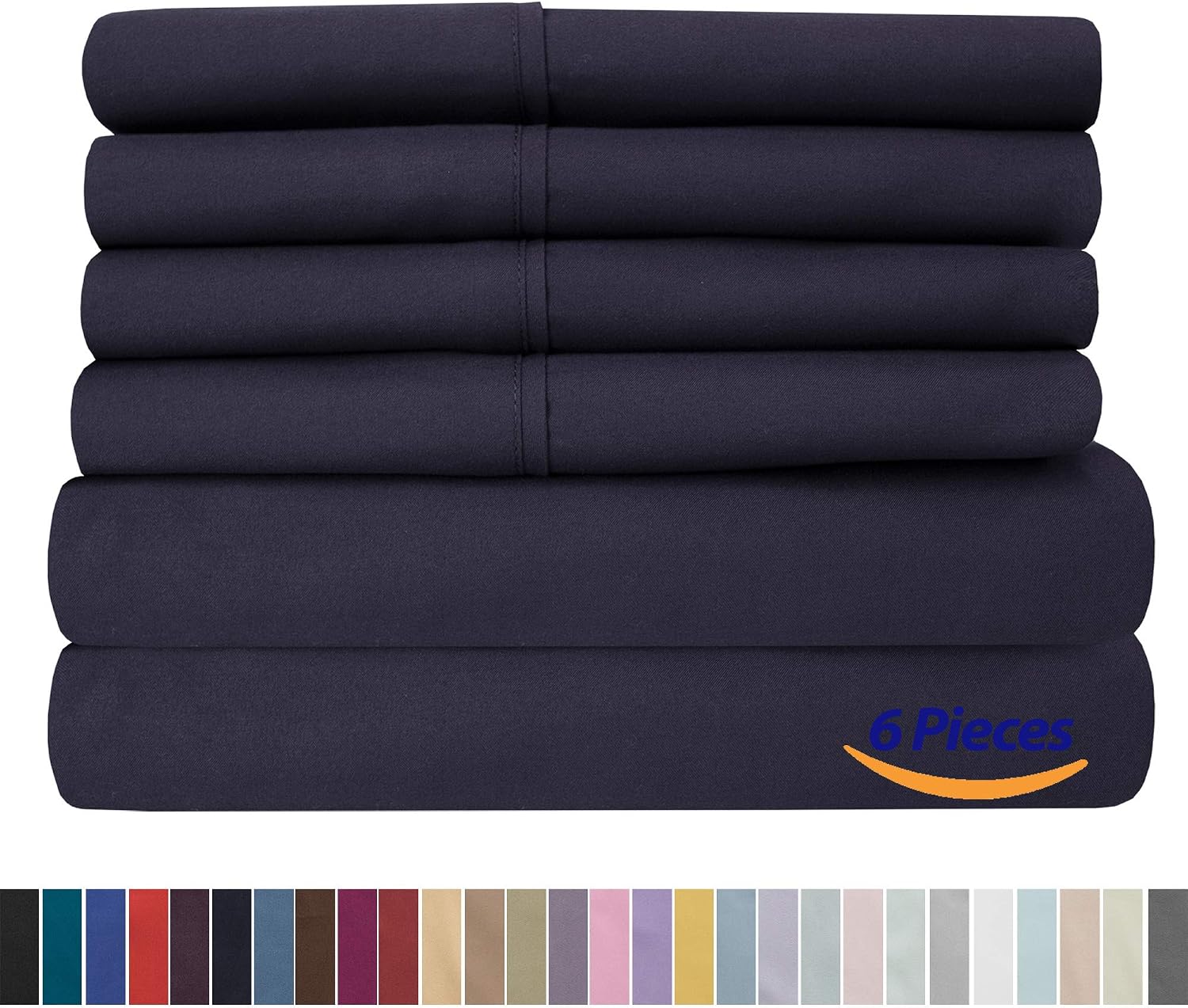 Queen Sheets Navy - 6 Piece 1500 Supreme Collection Fine Brushed Microfiber Deep Pocket Queen Sheet Set Bedding - 2 Extra Pillow Cases…