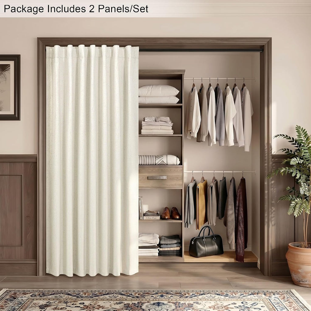 Pitalk Neutral 80 Inch Nursery Blackout Curtains for Bedroom 80 Inches Long 2 Panel Thermal Curtain for Summer Heat Blocking Linen Textured…