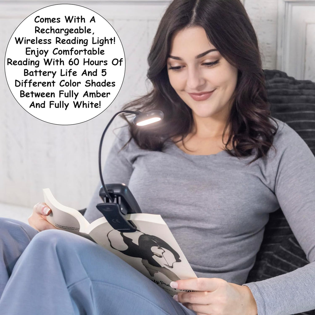 Homie Reading Pillow with Reading Light and Wrist Support, Has Arm Rests, and Back Support for Bed Rest, Lounging, Reading, Working on…