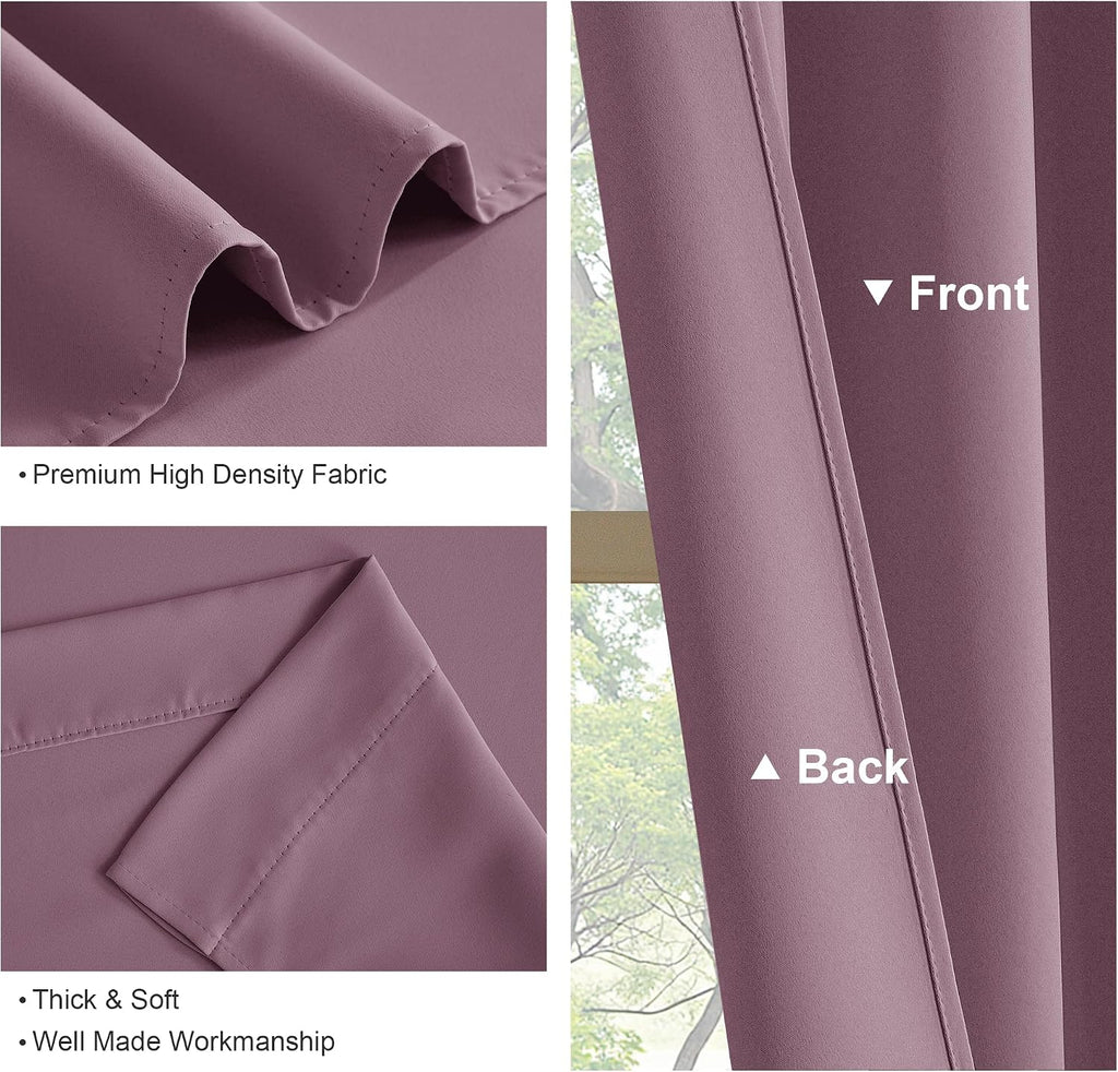 Ponydance PONY DANCE - Window Curtains - 42 inch W by 45 L Dusty Rose Thermal Insulated Curtain Drapes Light Filter Energy Efficient Modern…