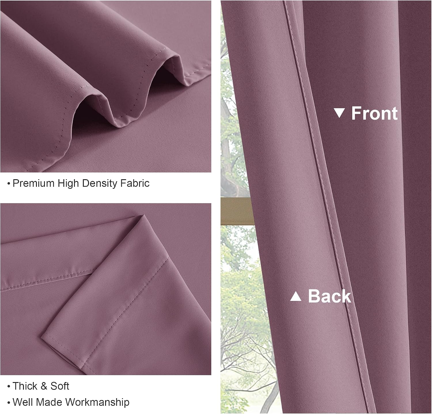 Ponydance PONY DANCE - Window Curtains - 42 inch W by 45 L Dusty Rose Thermal Insulated Curtain Drapes Light Filter Energy Efficient Modern…