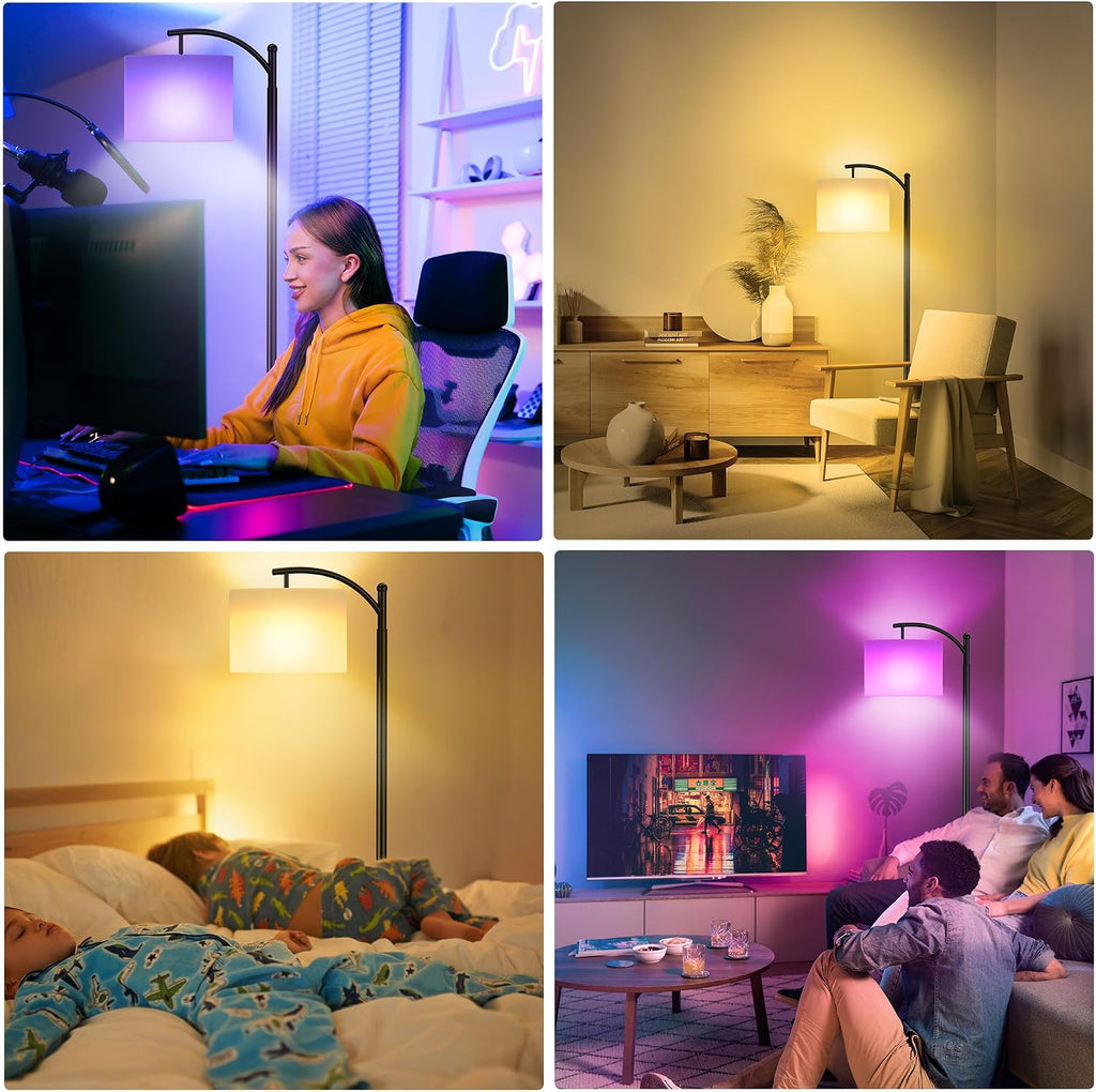 Floor Lamps with Matter Smart Light Bulb, RGB + Color Temperatures Bright Dimmable Smart Floor lamp, Living Room Standing Tall Industrial…