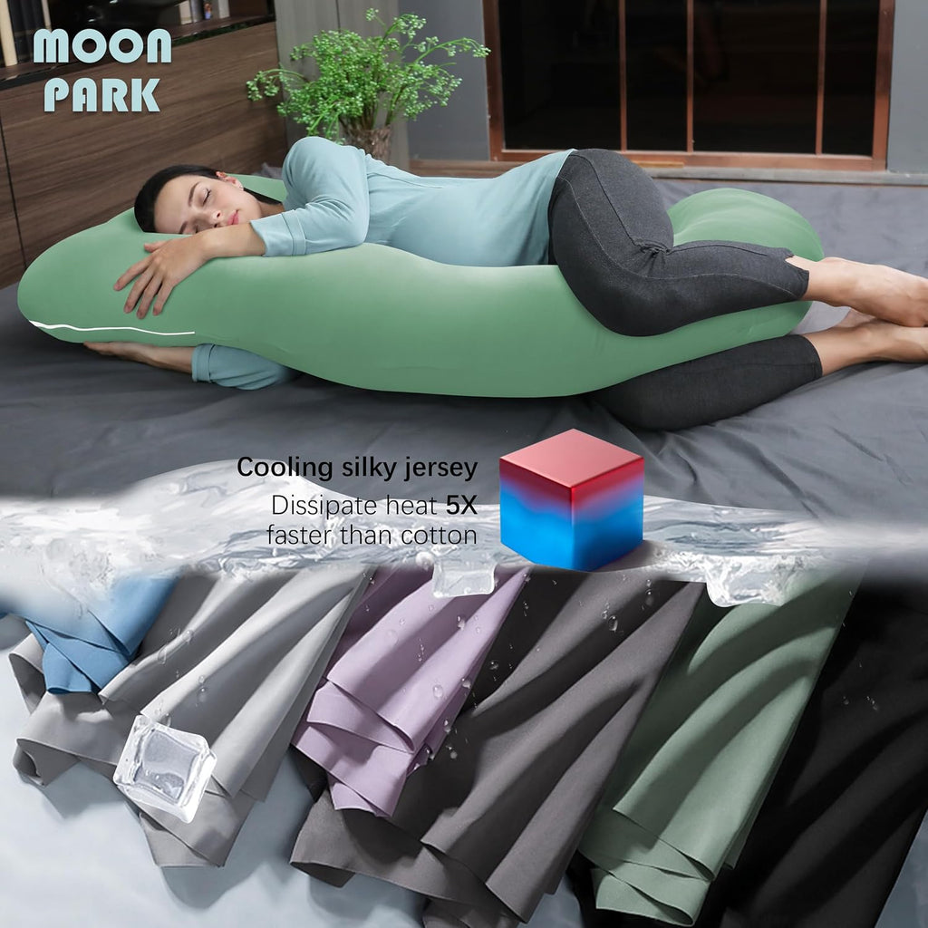 Moonpark MOON PARK Pregnancy Pillows for Sleeping - U Shaped Full Body Maternity Pillow with Removable Cover - Support for Back, Legs, Bell…