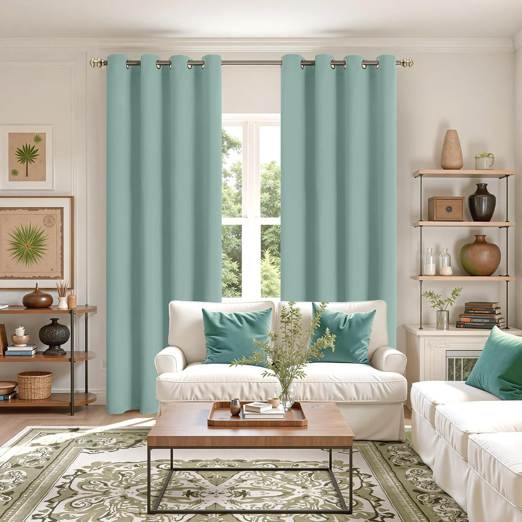 YoungsTex Sage Green Blackout Curtains 90 Inch Length for Bedroom - Thermal Insulated with Grommet Room Darkening Long Window Drapes Privac…