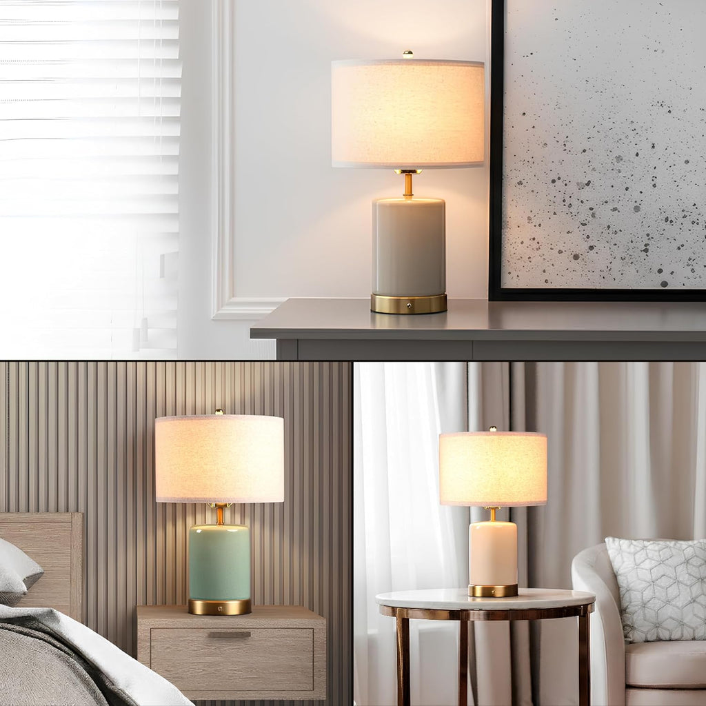 O’Bright Dune - Battery Powered Table Lamp, Rechargeable Cordless Ceramic Lamp, Full-Size 19.5 Inch Height, Dimmable, Smart Safety…