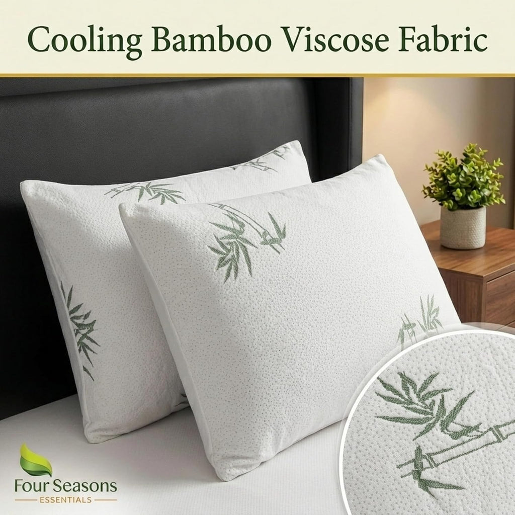 Four Seasons Essentials Standard Size Waterproof Pillow Protectors (Set of 2) - Natural Viscose derived from Bamboo Pillow Covers…