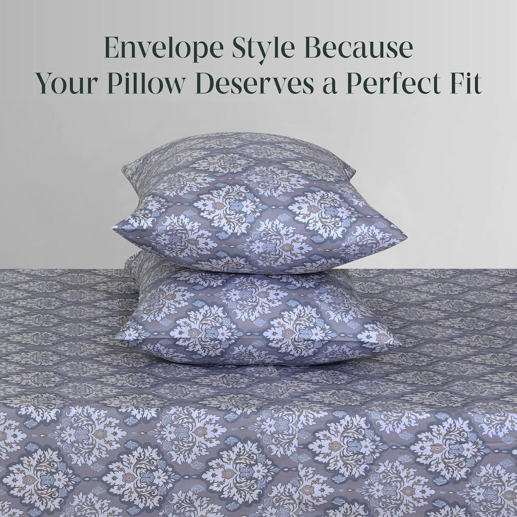 Feather & Stitch 300 TC 100% Cotton King Size Pillowcases 2 piece, Ultra Soft Set of 2 Sateen Weave Pillow Covers with Envelope Closure…