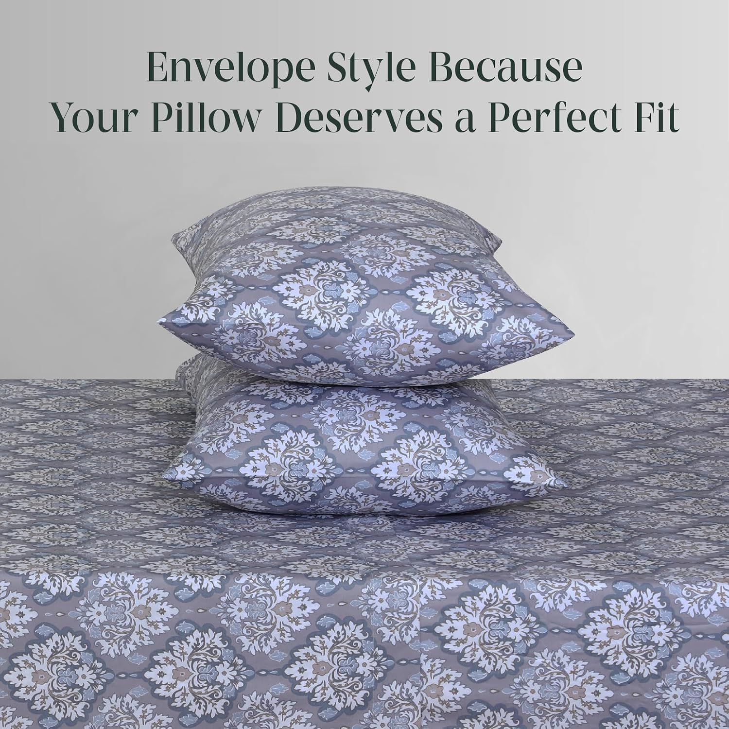 Feather & Stitch 300 TC 100% Cotton King Size Pillowcases 2 piece, Ultra Soft Set of 2 Sateen Weave Pillow Covers with Envelope Closure…