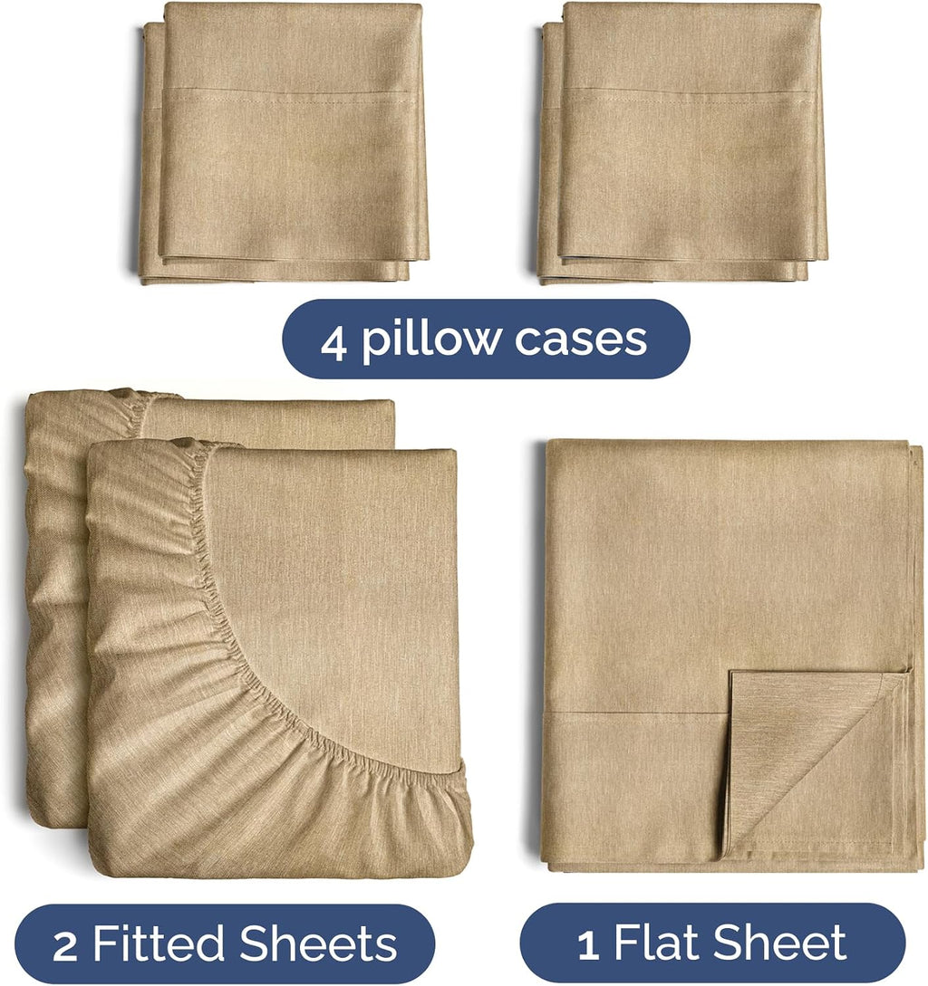 Split King 7 Piece Sheet Set - Comfy, Breathable & Cooling - Soft Hotel Luxury Bedding for Women, Men, Kids, Teens & Children - 1 Flat &…