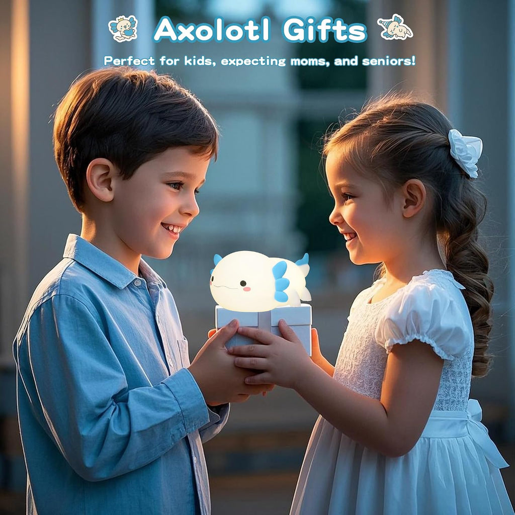 FAMIDUO-BrightenYourLife FAMIDUO Axolotl Night Light, Cute Axolotl Lamp, Food Grade Silicone Nursery Nightlight, Rechargeable/Dimmable LED Squ…