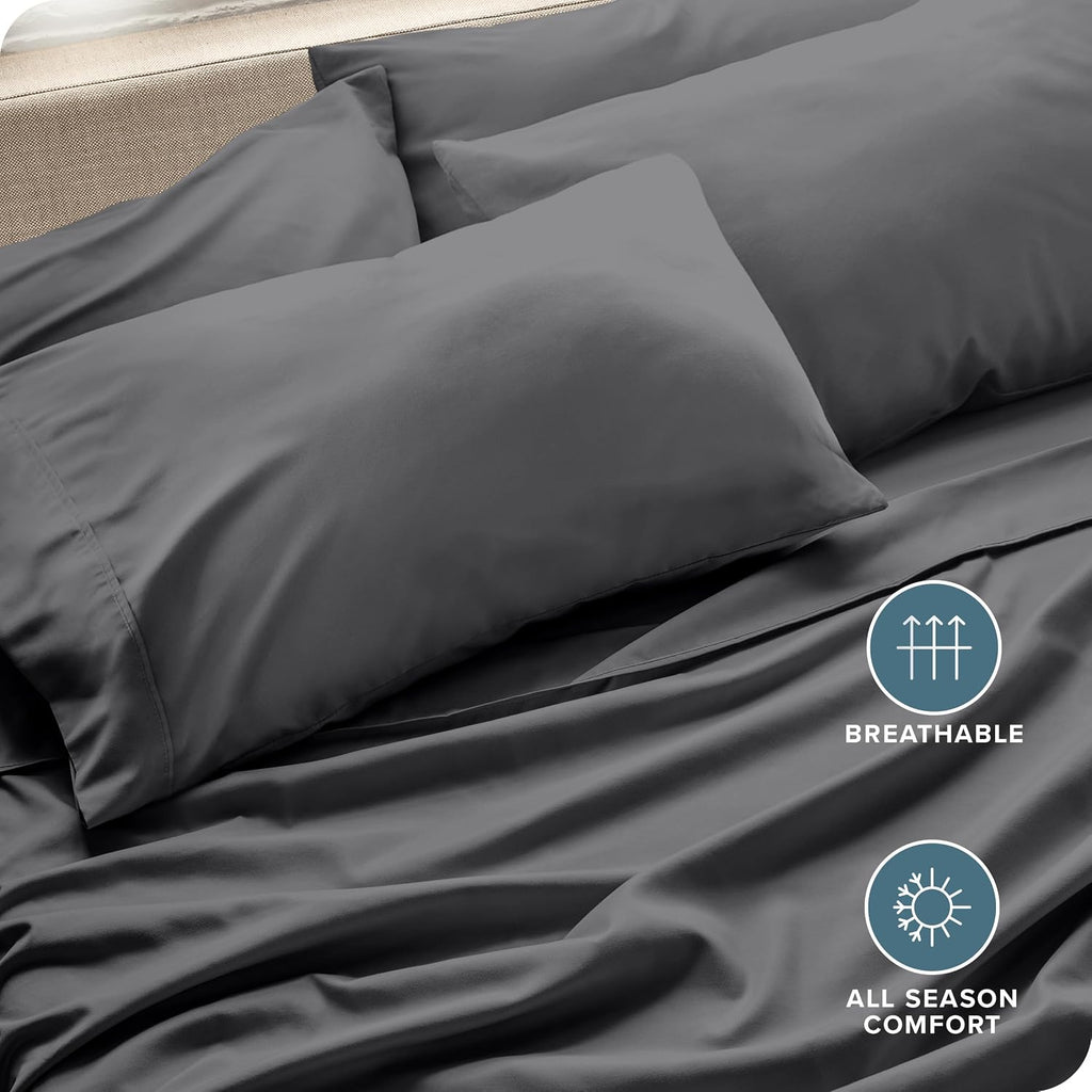 BareHome Bare Home Microfiber Bulk Pillow Cases - Standard/Queen Size Set of 4 - Cooling Pillowcases - Double Brushed - Grey Pillowcases 4…