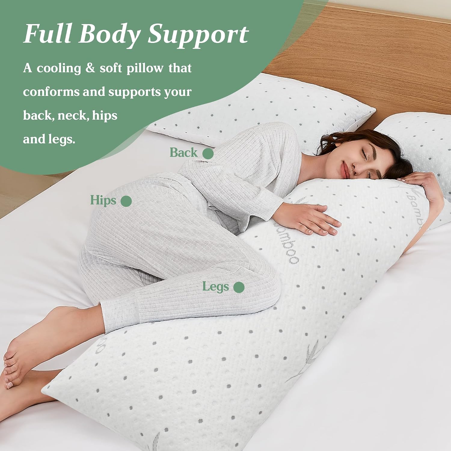 Dreamood Body Pillow Firmer 3200g 100% Shredded Memory Foam Body Pillows for Adults Side Sleeper Pregnancy Full Body Pillow 20x54 inch Adju…