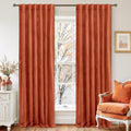 Lamit Velvet Curtains 120 Inch for Living Room, Terracotta Thermal Insulated Room Darkening Drapes Rustic Vintage Noise Reducing Panels wit…