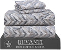 Ruvanti 100% Cotton Percale Sheets Twin Size 4 Piece Set, Cooling Bed Sheets for Hot Sleepers, Deep Pocket 16”, Breathable Lightweight & Du…