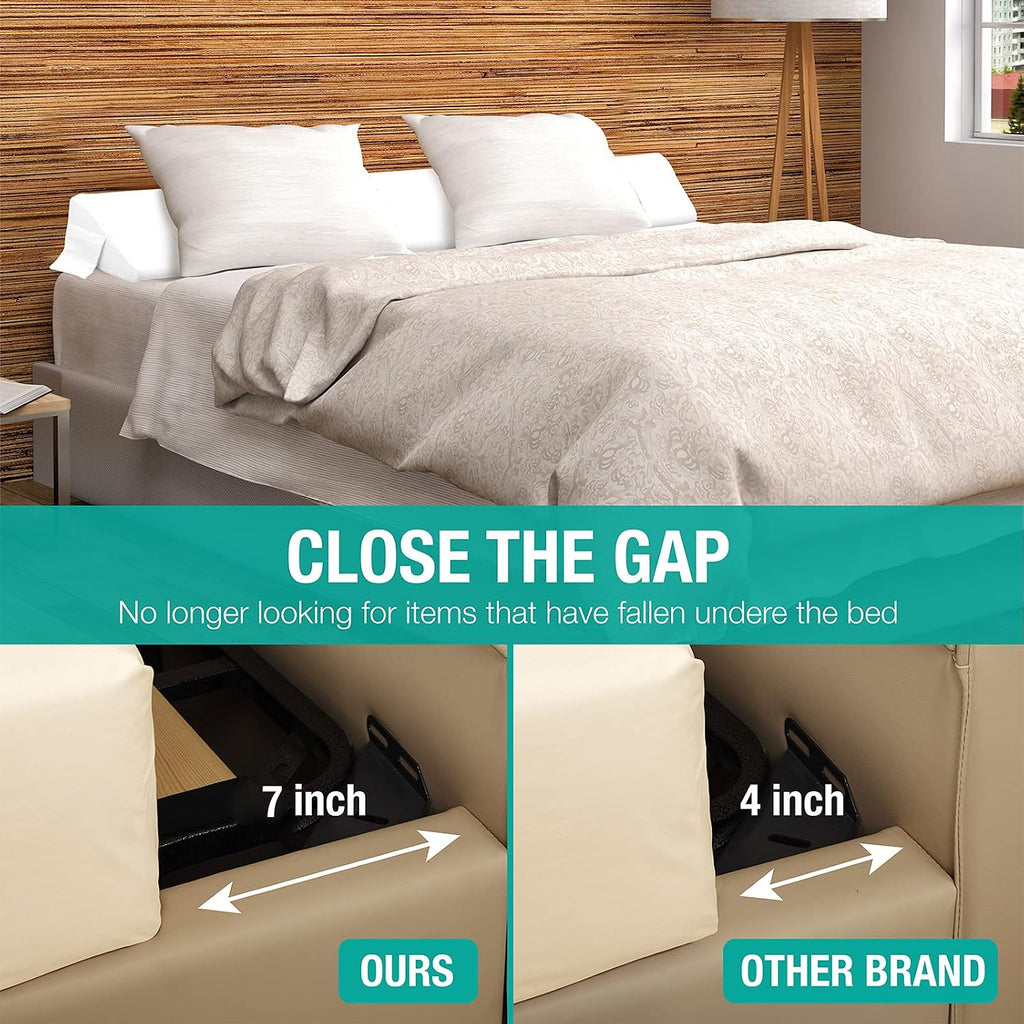 Vekkia Twin Size Bed Wedge Pillow Gap Filler/Headboard Pillow/Mattress Wedge Fill Gap (0-6") Between Headboard and Mattress (White)