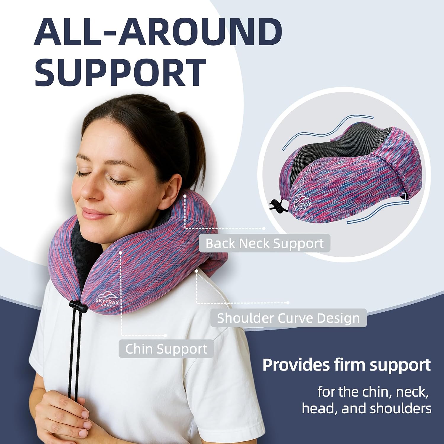 Travel Pillow with Extra Large Hood for Airplane Long Flights Privacy and Comfort Memory Foam with Skin-Friendly Cover for Road Trip…