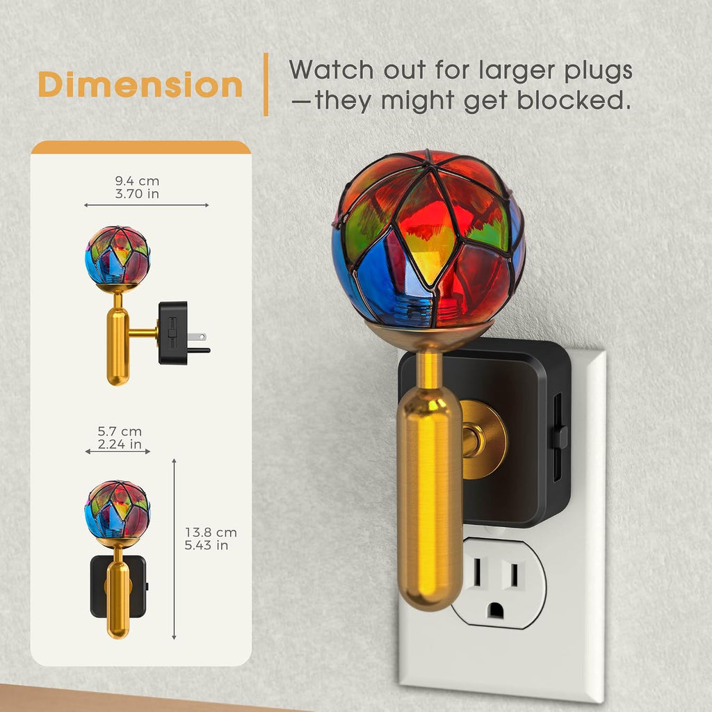 Briignite Night Lights Plug into Wall, Stained Glass Night Light with Dusk to Dawn Sensor, Dimmable Nightlight 0-100% Stepless Dimming…